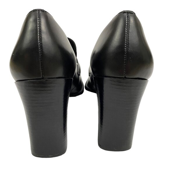 Franco Fortini Black Leather Heeled Loafer Slip on Shoes Office Career Womens 11 - Picture 7 of 10